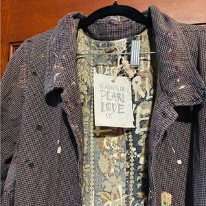 Magnolia Pearl Black and Gray Jacket with Floral Accents